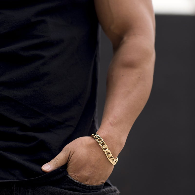 LIFETIME JEWELRY 11mm Flat Cuban Link Chain Bracelet for Men & Women 24k Gold Plated (Gold, 9 inches) - Image 5